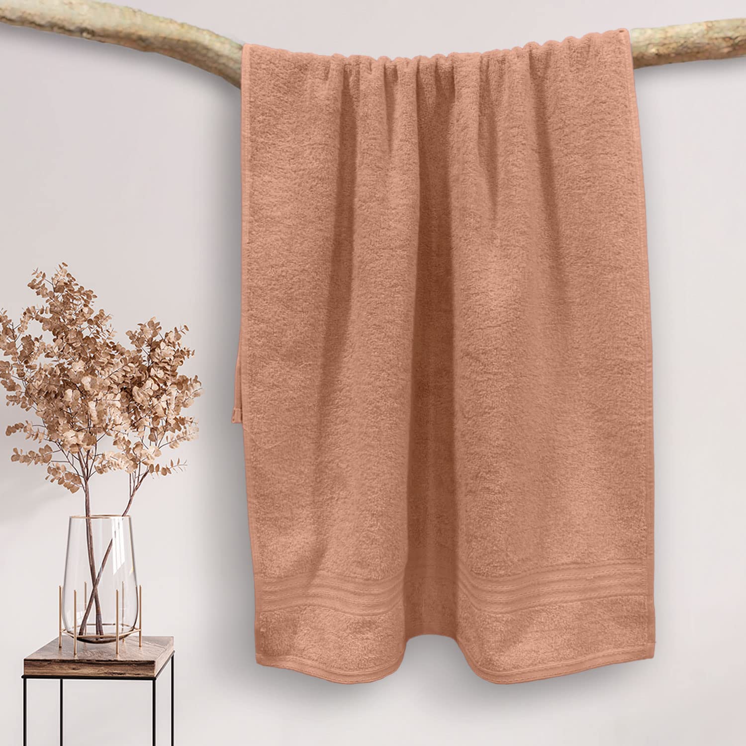 Sassoon Anatolia 100% Cotton XL Bath Towel 500 Gsm | Extra Soft, Quick Drying & Super Absorbent Bath Towel For Men & Women (Peanut)