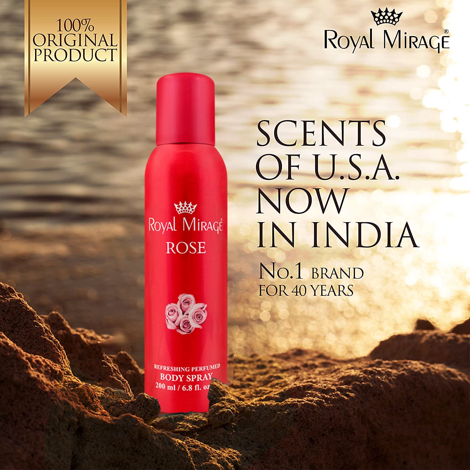 Royal Mirage Rose Refreshing Perfumed Body Spray 200ml 6.8 Fl.oz. Unisex Fragrance