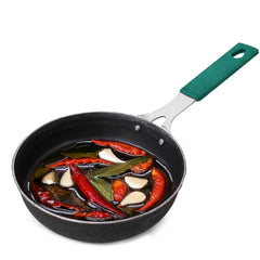 Pre-Seasoned Black Iron Tadka Pan With Silicon Grip - Small 12.7 Cm, 5 Inch, 340ml, 0.43 Kg | Gas Compatible, 100% Pure & Toxin-Free, No Chemical Coating