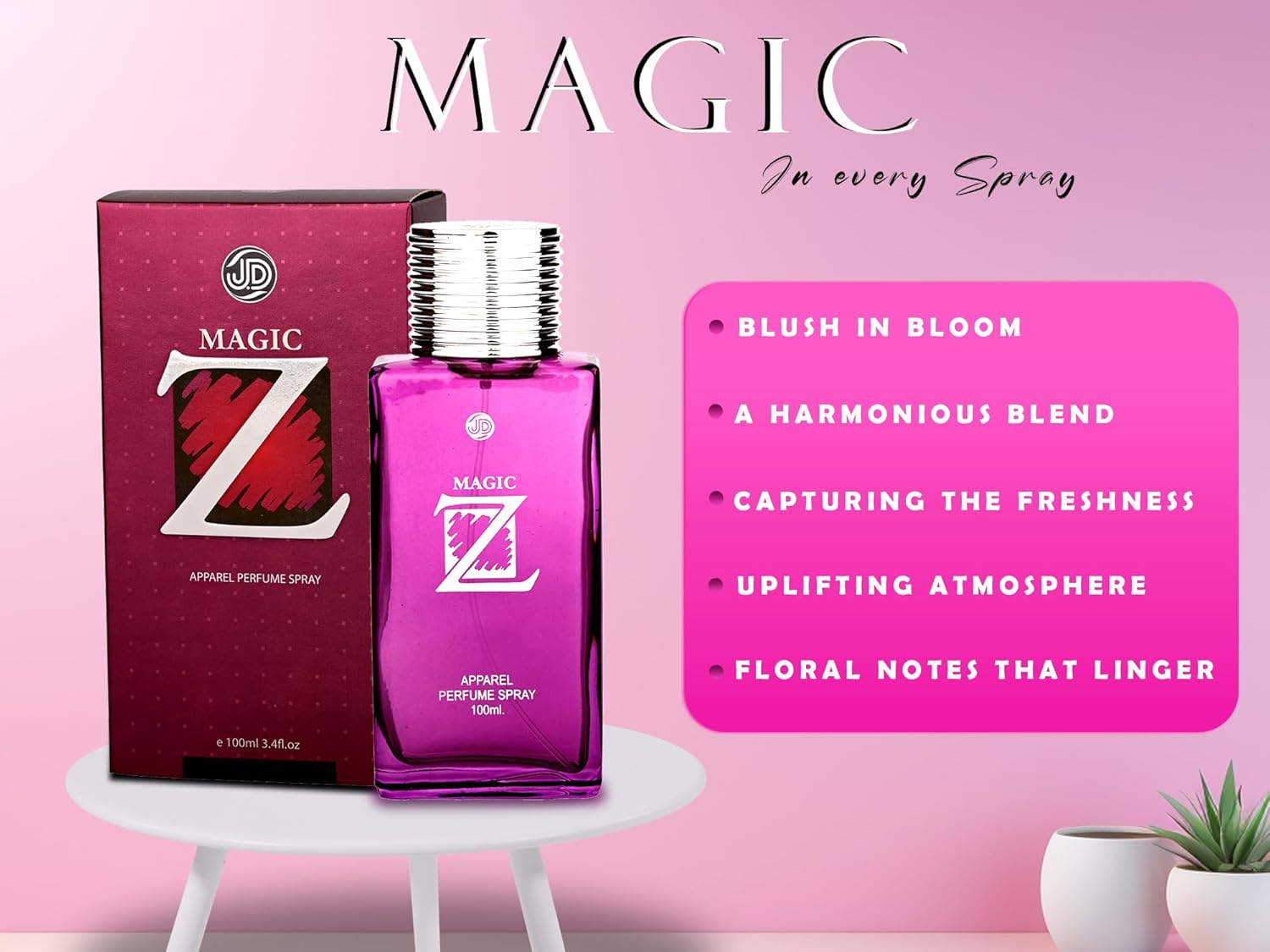 JD International Magic Z Apparel Unisex Perfume With Long Lasting Fragrance - 100ml, 3.4 Fl.oz. | Perfume For Men & Women