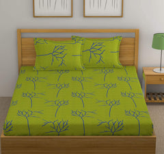 Queen Size For Bedsheet With 2 Pillow Covers - 88 X 96 Inches, Green & Blue | Soft & Comfortable Sleep Experience | Machine Wash In Cold Water