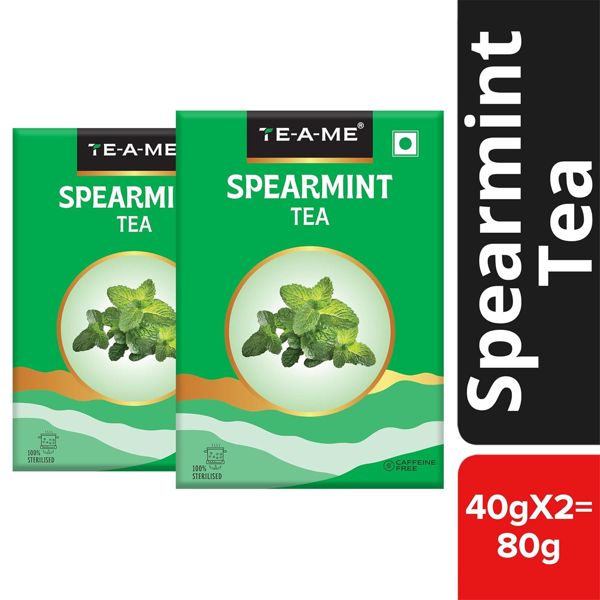 TE-A-ME Spearmint Tea - Pack Of 2 X 40gm, 1.4 Ounce Each | Spearmint Leaves Tea For PCOS, PCOD & Facial Hair Management - Caffeine Free, Biodegradable