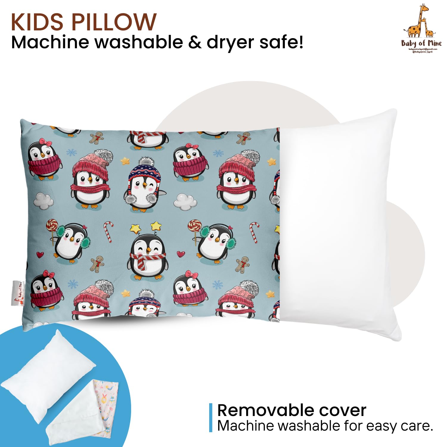 Premium Baby Pillow For Kids, Super Soft Cotton Kids Cushion - 12 X 18 Inches | For 5 Years Old Kids, Adorable Animal & Cartoon Prints | Bed Pillow, Washable, Easy To Care - Pillow 10