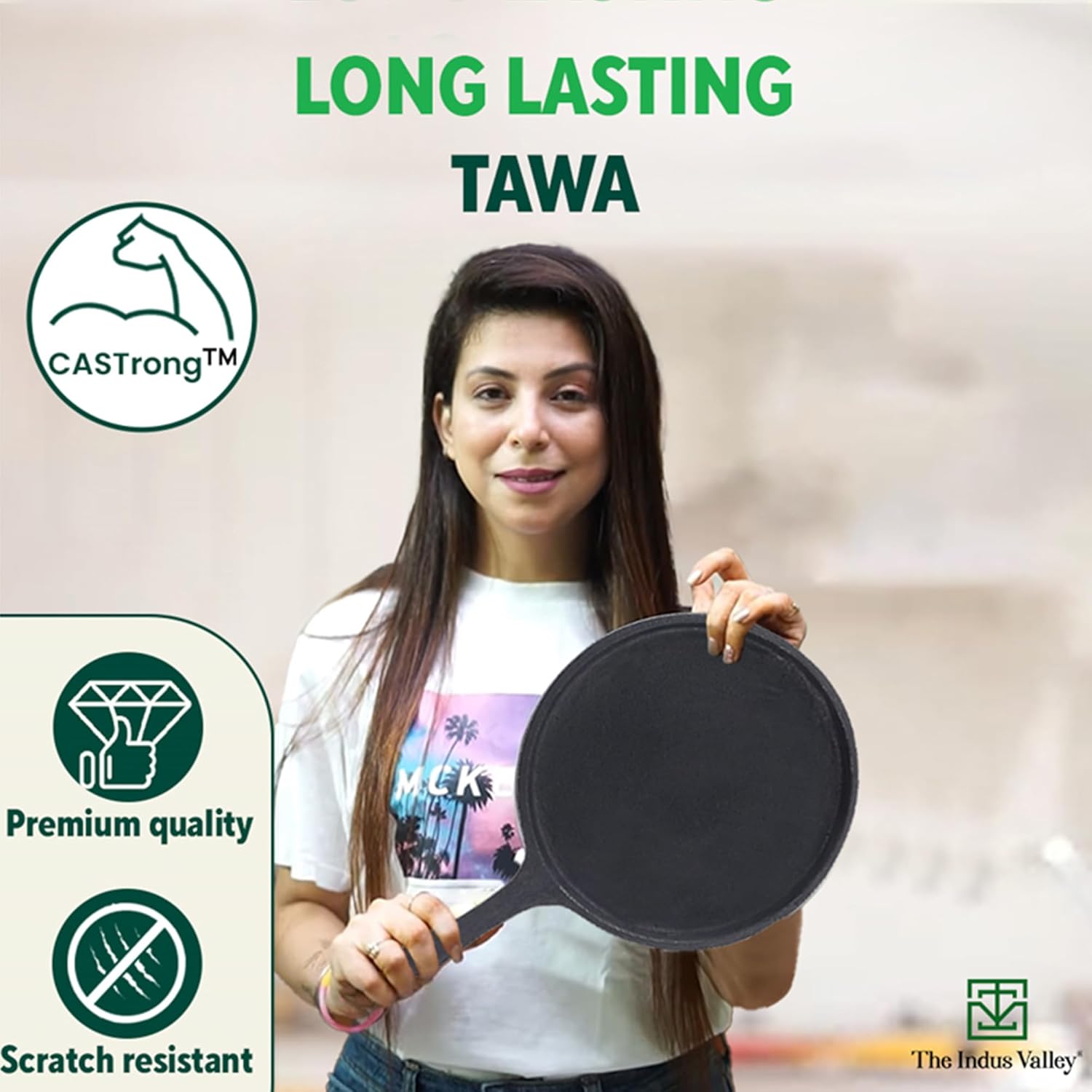 Pre-Seasoned Black Cast Iron Tawa For Dosa, Chapathi - 25.7cm, 10 Inch, 2 Kg | Induction Friendly, Naturally Nonstick, 100% Pure & Toxin-Free, No Chemical Coating