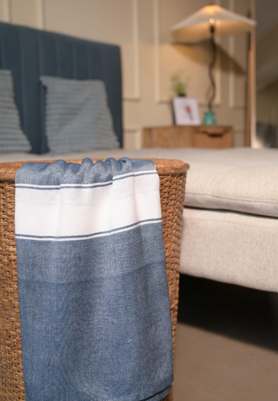 Aero Weav Ultra Lightweight Bamboo Bath Towel 200gsm | Compact, Portable & Less Than Skin-Friendly & Eco-Friendly Travel Towel (Denim Blue)