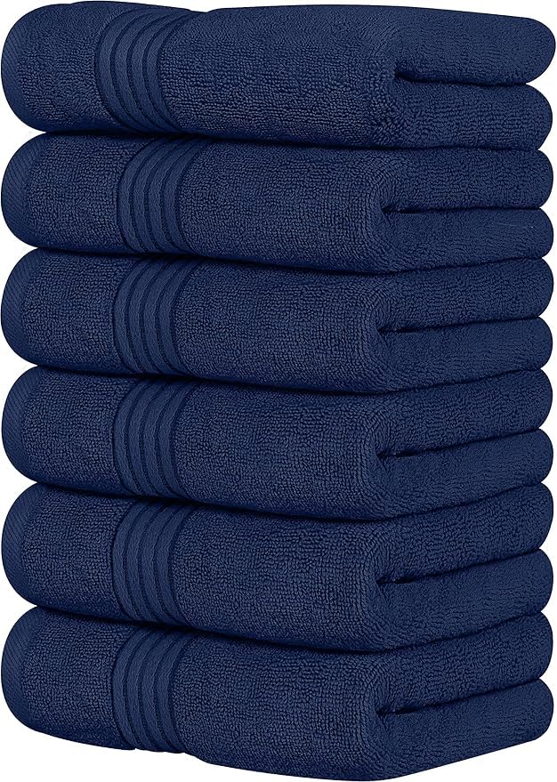 Grgrasp Thread That Bind Relations 100% Cotton Hand Towel 400 Gsm | Fully Absorvent & Quick Dry Towel (Navy Blue) - 2 Pcs