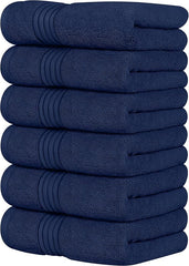 Grgrasp Thread That Bind Relations 100% Cotton Hand Towel 400 Gsm | Fully Absorvent & Quick Dry Towel (Navy Blue) - 2 Pcs