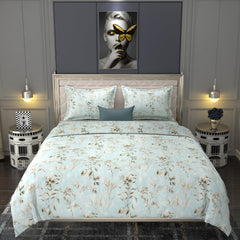 Glace Cotton Double Bedsheet For King Size With 2 Pillow Covers - 108 X 108 Inches, Aqua Blue | Long-Lasting & Durable | All-Season Comfort
