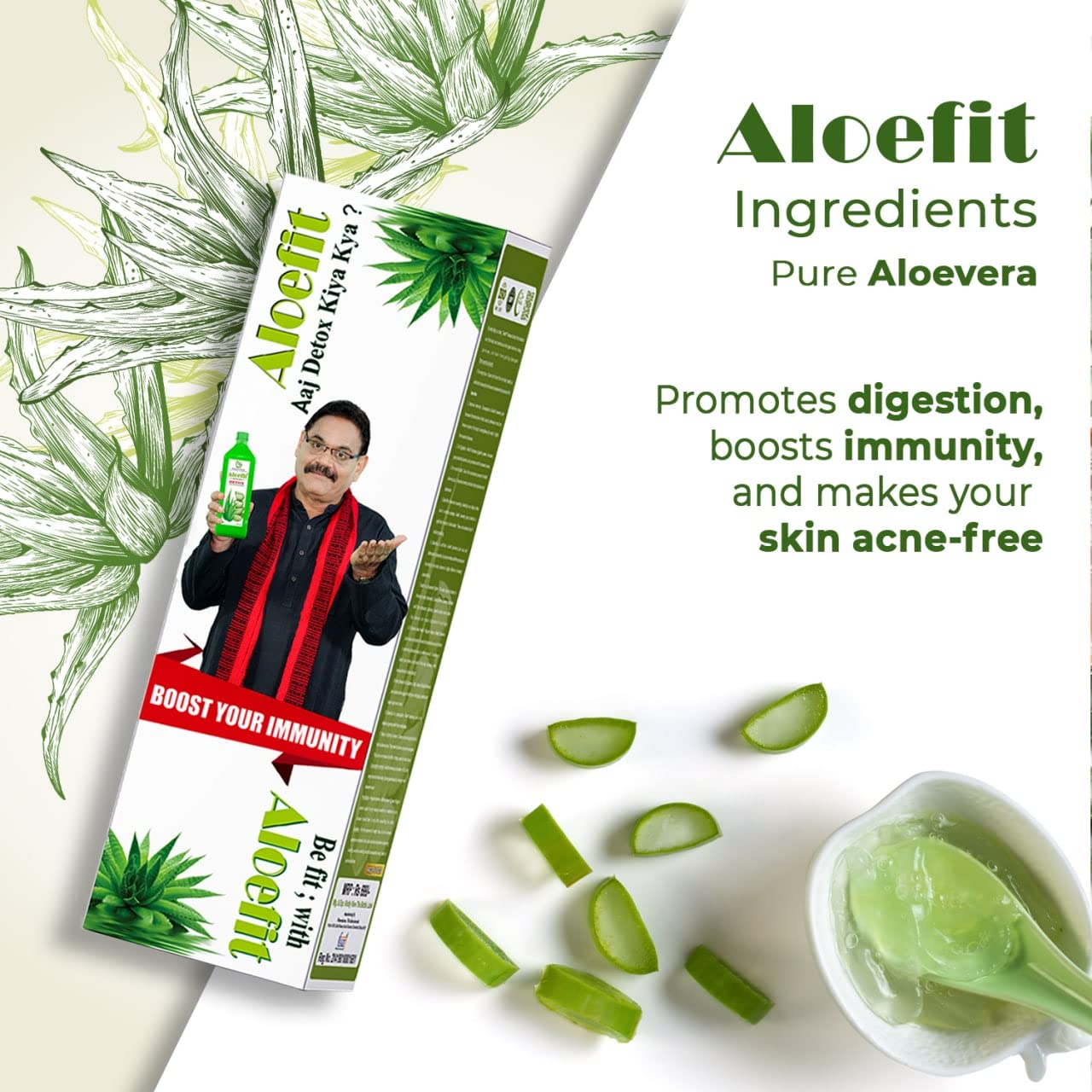 Pharma Science Aloe Vera Juice With Pulp Healthy Skin & Hair, Pure Nutrition Aloevera Drink For Body Detox & Weight Management, No Added Sugar, Immunity Booster | 500ml 1.1lbs Each Pack Of 2