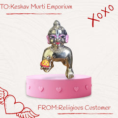 Gold Designer Attractive Pure Ashtadhatu Laddu Gopal, Brass, Gold - Size No.6, Golden Hand Painted Idol | Made In Vrindavan