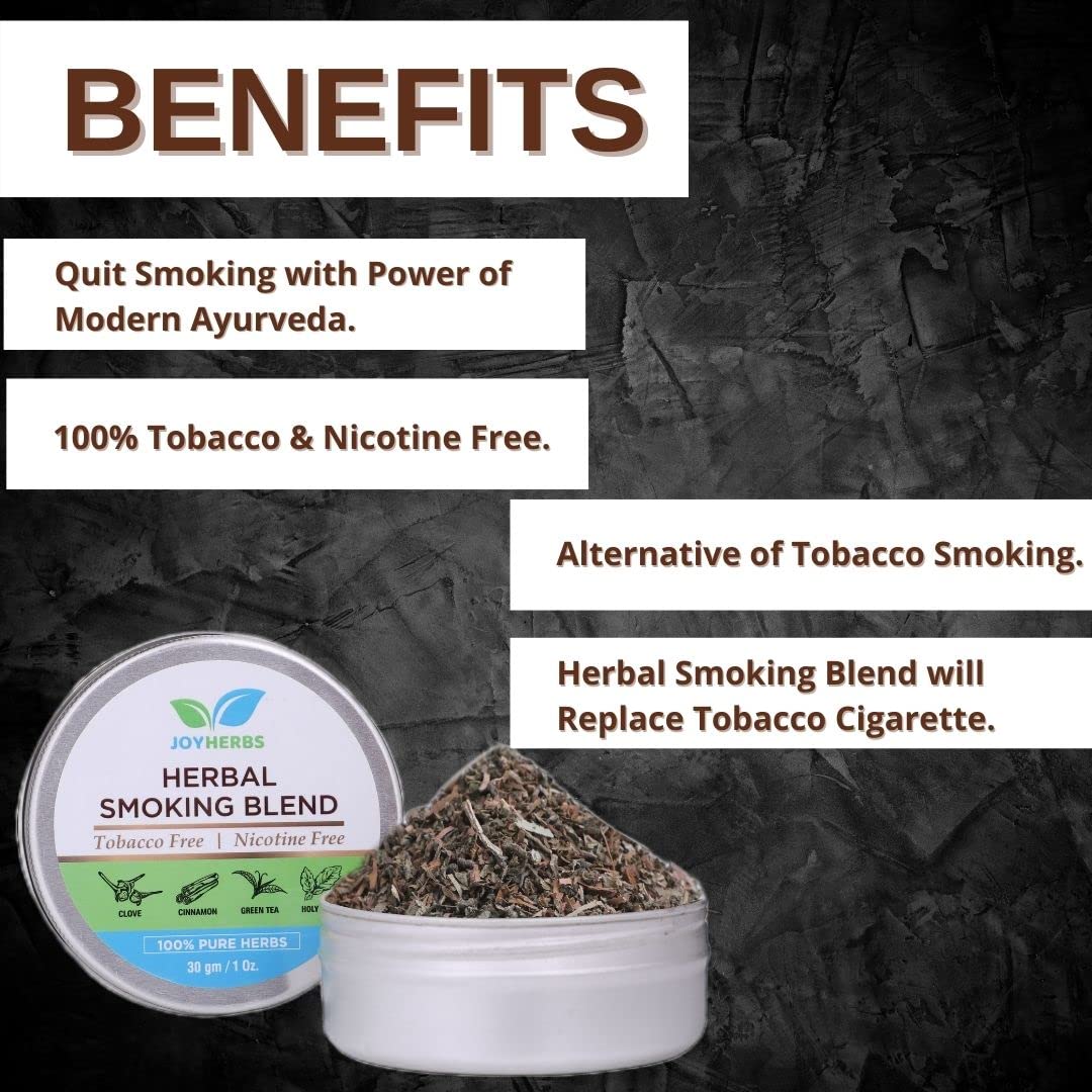 Natural & Ayurvedic Herbal Smoking Blend 1 Pack 1 Oz/ 30g Can With Wooden Steel Pipe | Helps To Quit Smoking - Tobacco-Free & Nicotine-Free Smoking Mixture