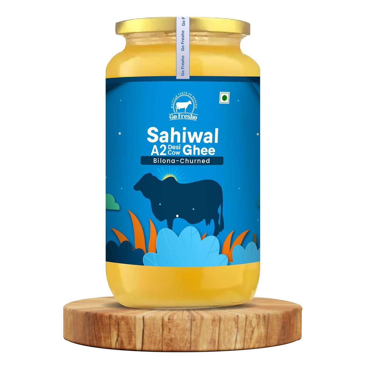 100% Natural Sahiwal A2 Desi Cow Ghee By Go Fresho | High In Vitamins A, D & Healthy Desi Ghee For Strength | (1 Litr) 33.8 Ounce | Jar Pack