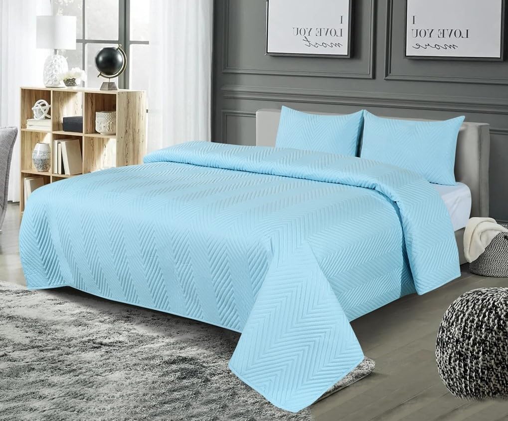 Solid Bedsheet For Double Bed With 2 Pillow Covers | Size - 90 X 100 Inches, Sky Blue | Light Weight, Suitable For All Seasons & Easy To Wash