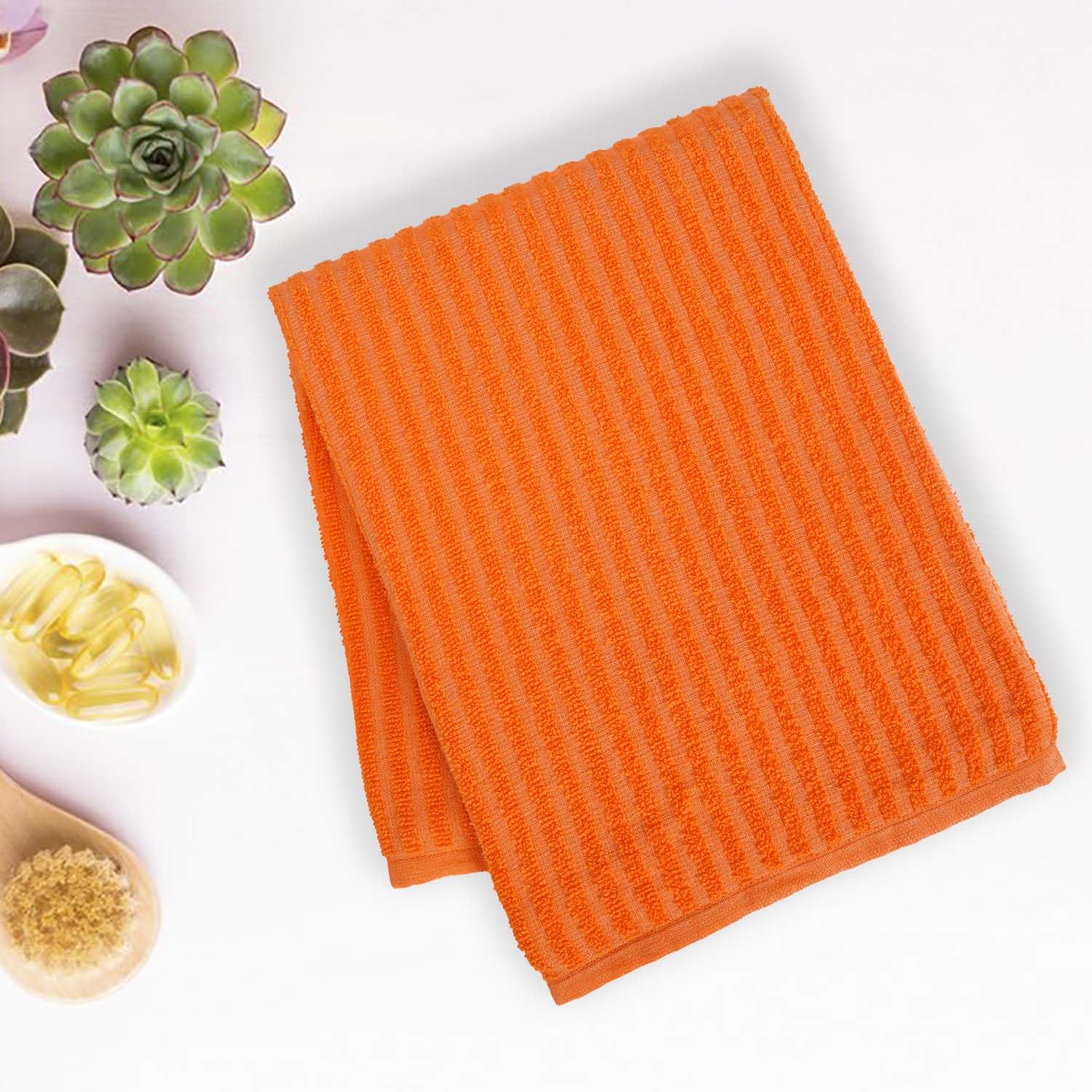 Micro Cotton Versa Craft Bath Towel 500 Gsm | Soft, Quick Drying Cotton Large Size Bath Towel (Orange)