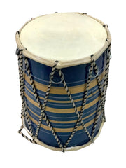 Premium Veraint Rope & Ring Dholak With Steel Fitted Ring - Multicolor | Goat Skin Leather, Heavy Plastic Frame, Cotton Rope For Gripping