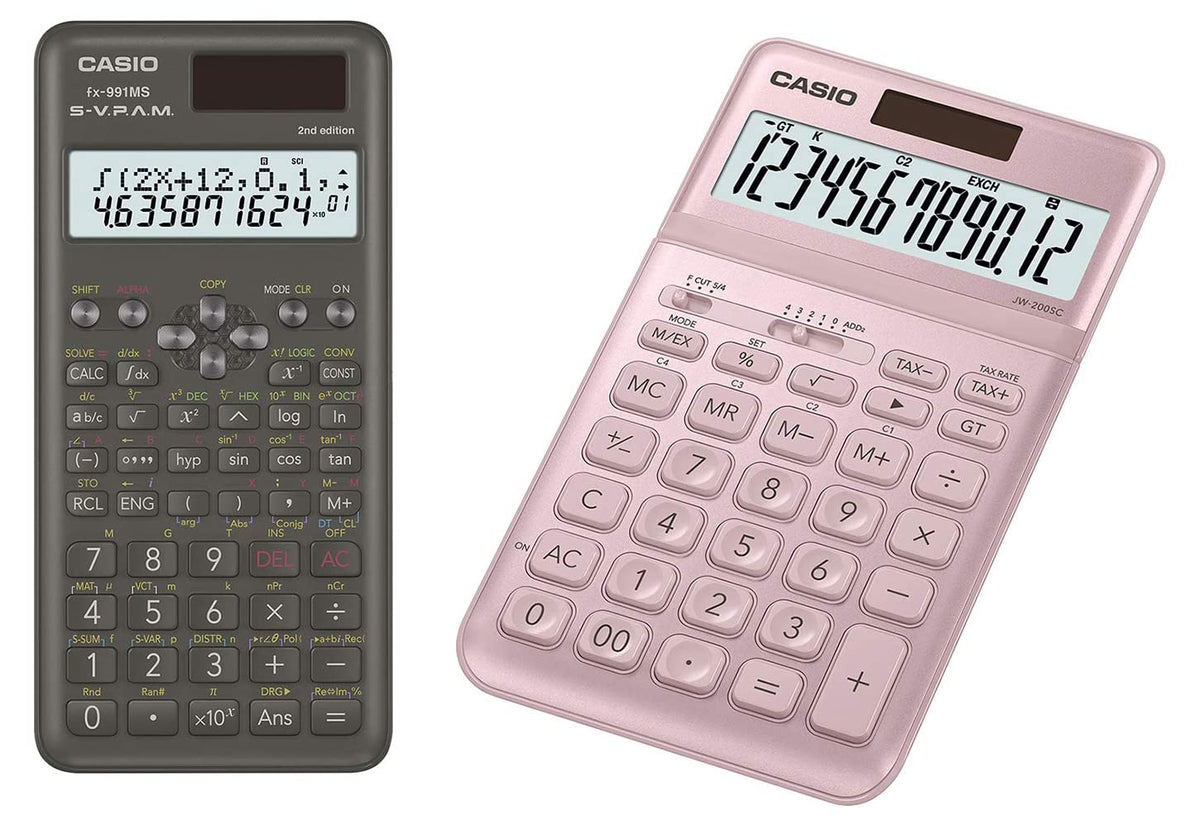 Casio Scientific Calculator & Casio JW-200SC-PK Premium & Stylish Calculator (Pink) | 10 + 2 Digits 10 digit Mantissa + 2 digit Exponential Display