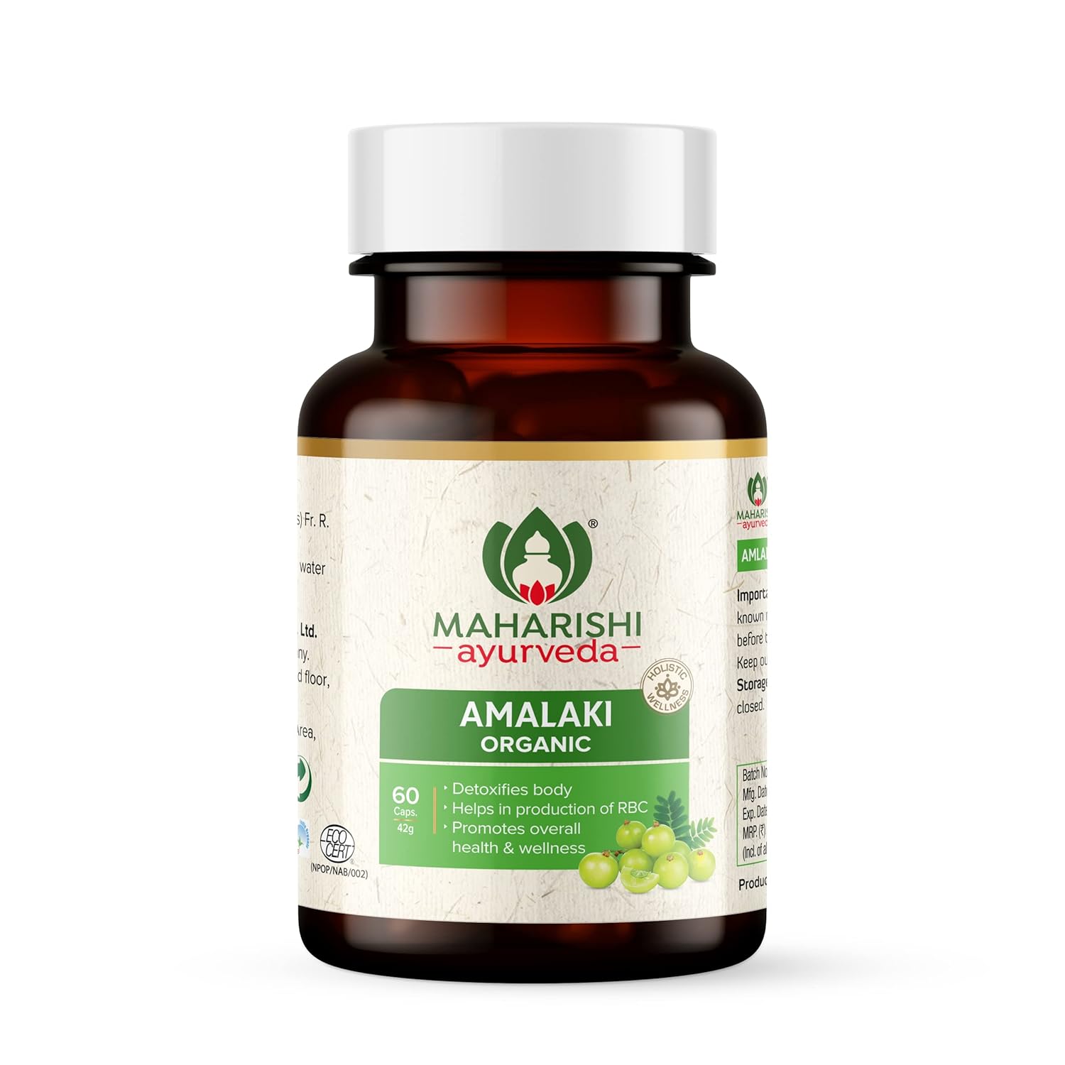 Maharishi Ayurveda Organic Amalaki Capsules 700mg Amla Rasayana, Detoxifies Body Rich In Vitamin C Boosts Immunity & Improves Digestion | 60 Capsules, 100gm 0.2lbs Each Pack Of 2