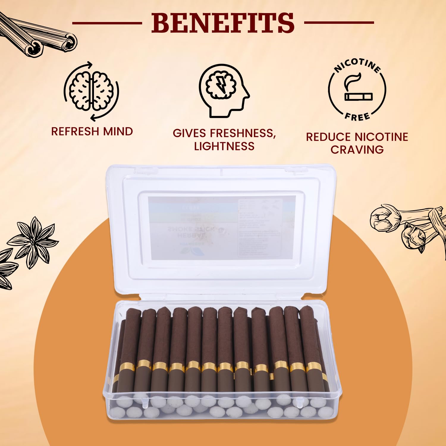 Herbals Clove Flavour Cigarette Herbal Smoke Sticks - 2 Packet (50 Sticks) - Tobacco And Nicotine Free