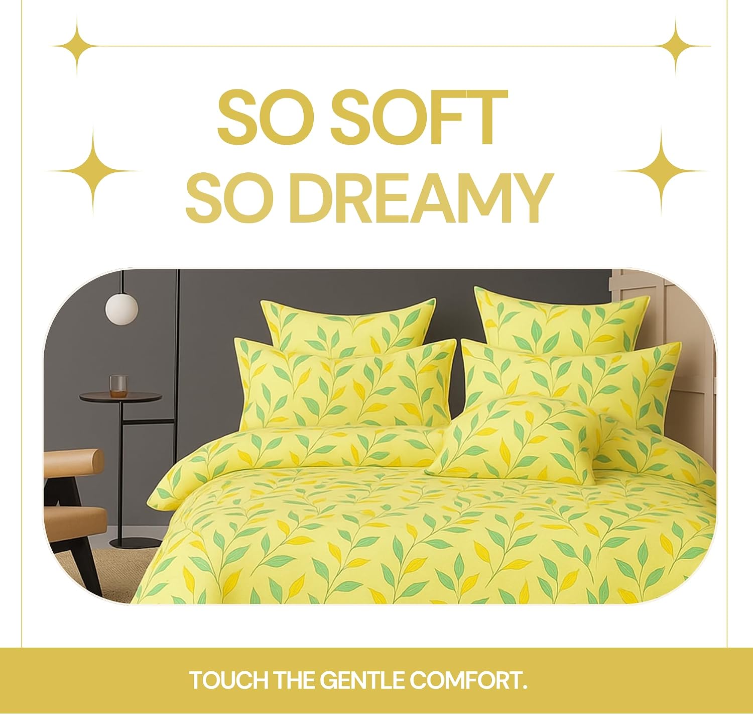 Cotton Double Bedsheets King Size With 2 Pillow Covers | Size 78 X 72+10 Inches, Light Green-All Around Elastic Fitted Design Bedsheet