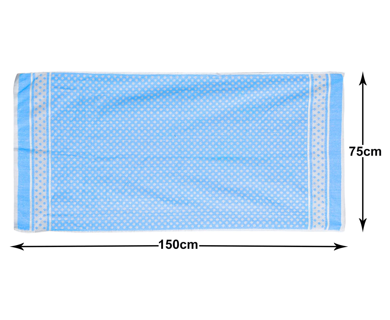 Kuber Industries Cotton Bath Towels 490 Gsm Large Size | Multiuses Dot Printed Soft Cotton Bath Towel (Sky Blue)- Pack Of 2