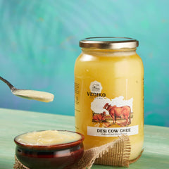 100% Natural Desi Cow Ghee By Vediko Origins | Natural & Healthy Sahiwal Breed Cow'S Milk Boost Your Energy With Premium & Traditional Ghee | (1 Litr) 33.8 Ounce | Jar Pack