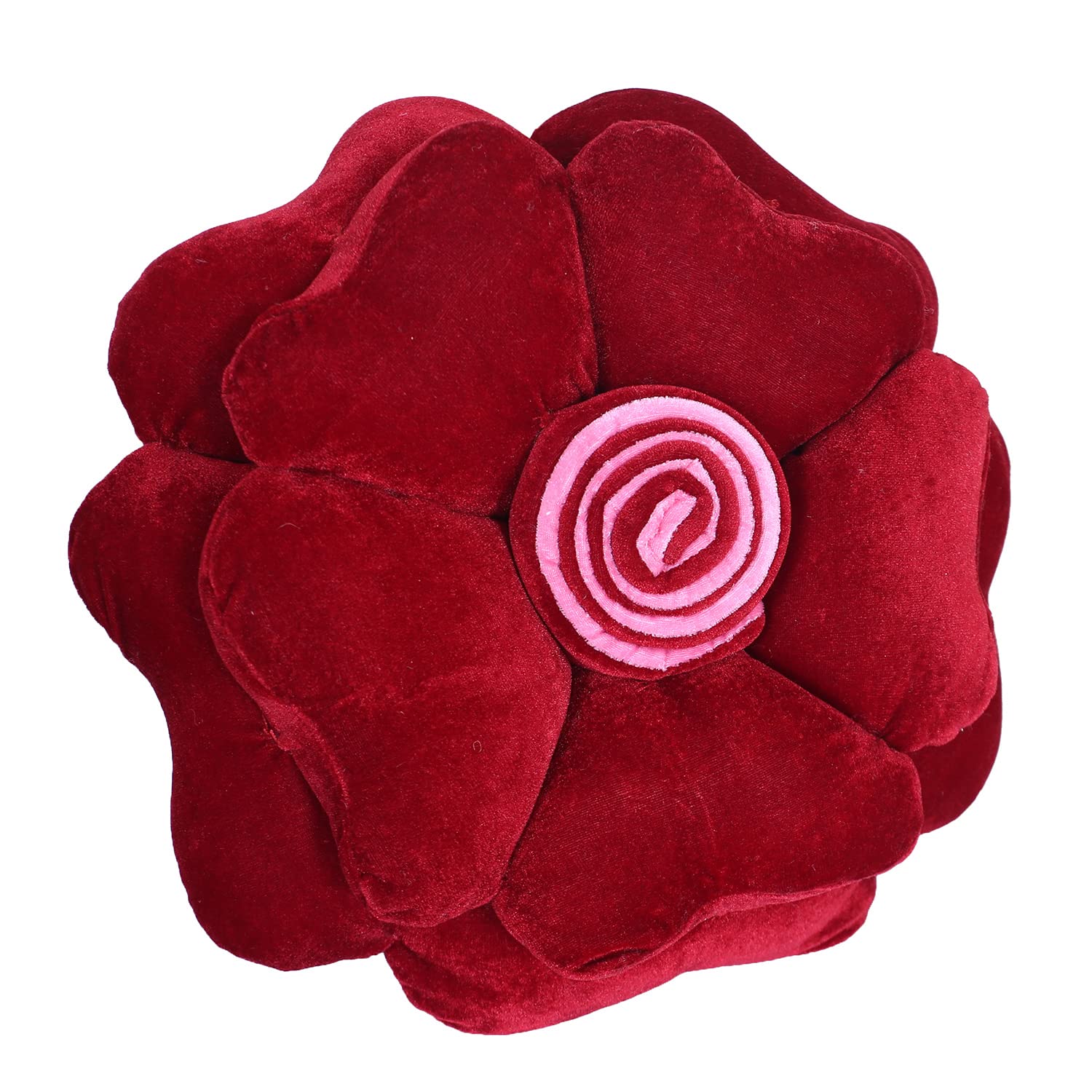 Rose Flower Shaped Pair Cushion Pillow, Soft & Decorative Cushions, Red -16 Inch | For Living Room, Bed, Sofa, Seating Area | Furniture Cushion, Washable, Perfect For Home Décor