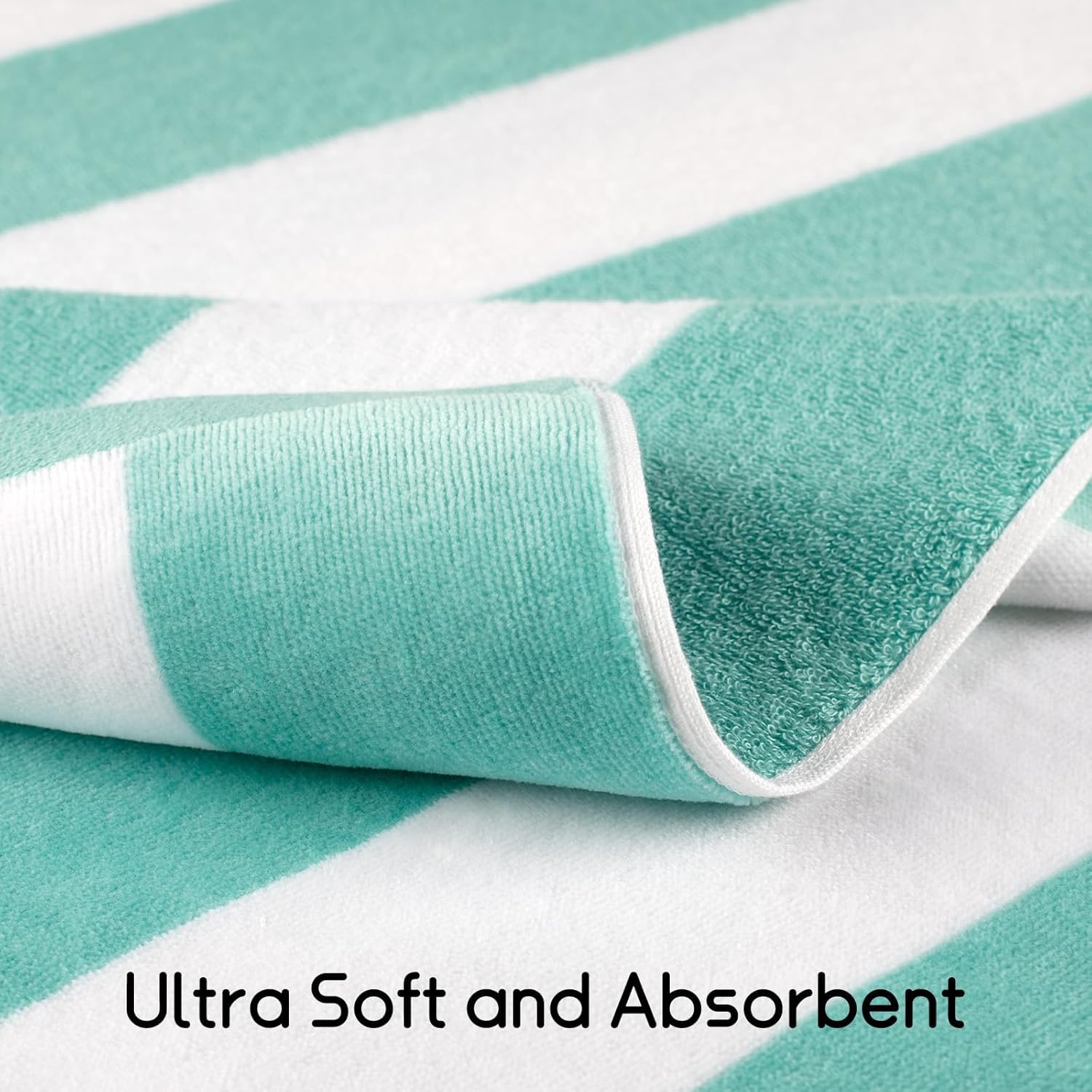 Tiqh Organic Cotton Highly Absorbent & Quick Dry Extra Large Beach Oversized Towel, Cabana Stripe Beach, Bathroom Towel 500 Gsm (Green)