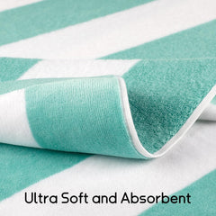 Tiqh Organic Cotton Highly Absorbent & Quick Dry Extra Large Beach Oversized Towel, Cabana Stripe Beach, Bathroom Towel 500 Gsm (Green)