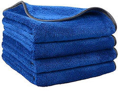 Auto Hub Heavy Microfiber Cloth For Car Cleaning & Detailing, Double Sided, Extra Thick Plush Microfiber Towel Lint-Free, 800 Gsm | Pack Of 4 (Blue)