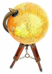 Antique Nautical Brass World Globe & Map With Tripod Stand Home Studio, Living Room Decoration, For Kids & Students Learning, Pack Of 1
