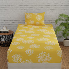 1 Single Bedsheet With 1 Pillow Cover | Durable & Long Lasting Fabric, Easy Hand & Machine Wash | Size - 55 X 88 Inches, Yellow