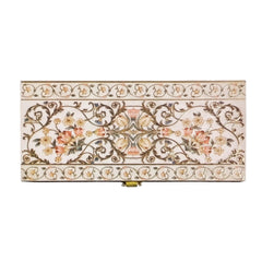 Classic Design Gold Plated Mgi Floral Decorative Box, Wedding Fancy Shagun Cash Box, Jewellery Box, Money Box, Gaddi Box, Colour - Cream, Style - Traditional