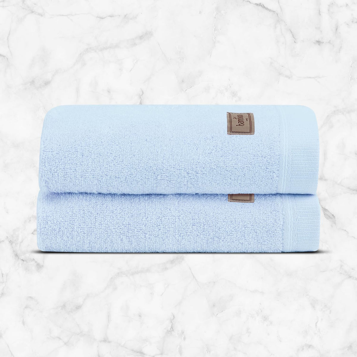 Spread Spain Bamboo Hand Towel 360 Gsm | Ultra Soft Absorbent & Quick Dry Towel For Daily Use, Gym, Pool, Travel, Sports & Yoga Set of 2 (Light Blue)
