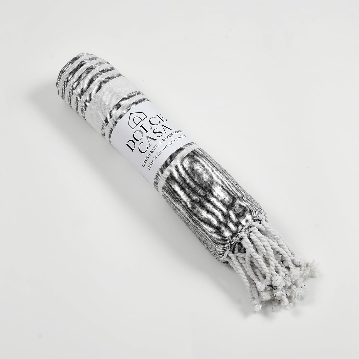 Dolce Casa 100% Cotton Turkish Fouta Towel 400 Gsm | Extra Large Full Size Cotton Bath Towel (Dark Grey)
