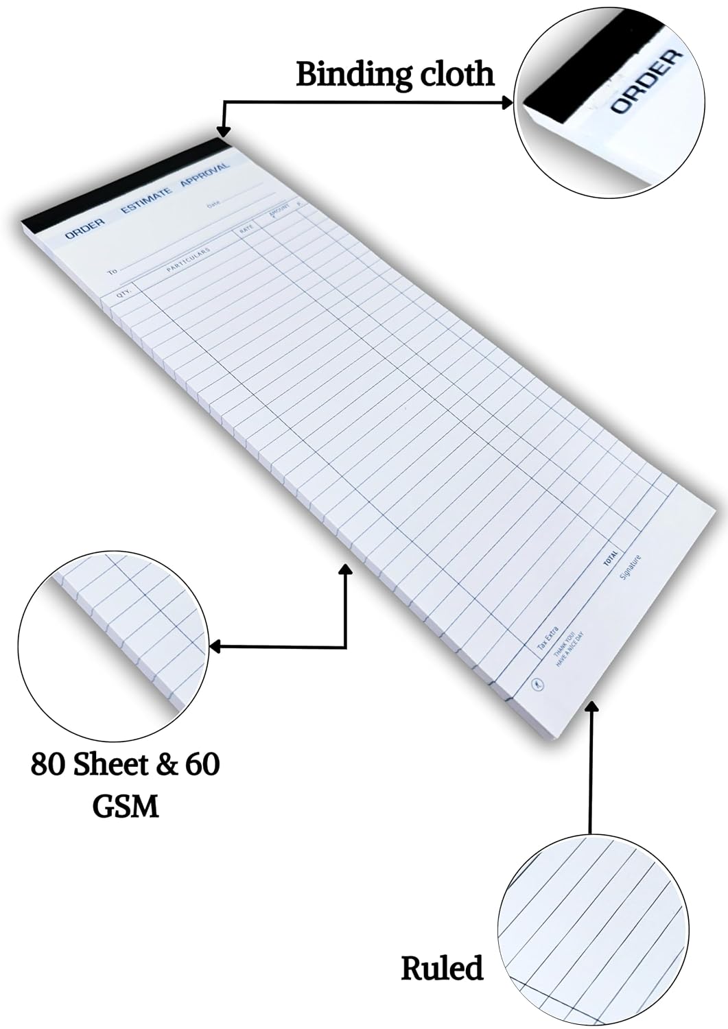 Estimate Pad No.2, 80 Sheets 160 Pages, Premium Stationery Billing Book For Shop & Office, 10Pcs