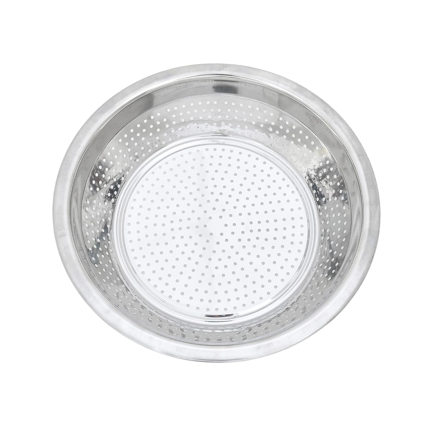 Silver Stainless Steel Rice Strainer - 10 Inches | Sieve, Chalni, Chalna For Wheat, Rice Etc. - Can Be Use As Fruit Basket, Vegetable Basket, Food Strainer