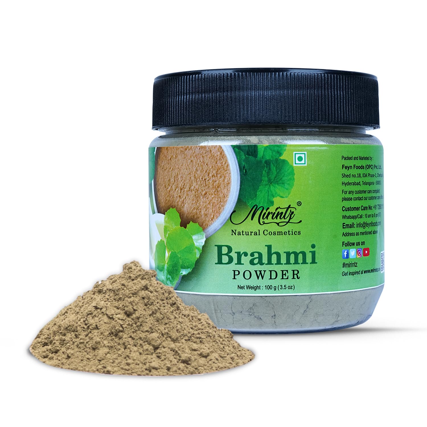 Mirintz 100% Natural Brahmi Powder Pure Bacopa Monnieri Powder Herbal Supplement, Hair Growth, Bacopa Powder Ayurvedic Support For Healthy Hair | 100gm 0.2lbs