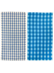 Athom Trendz Living Eco Saviour Premium Cotton Bath Towel 400 Gsm Blue Checkers & S Blue Big Checks- Pack Of 2