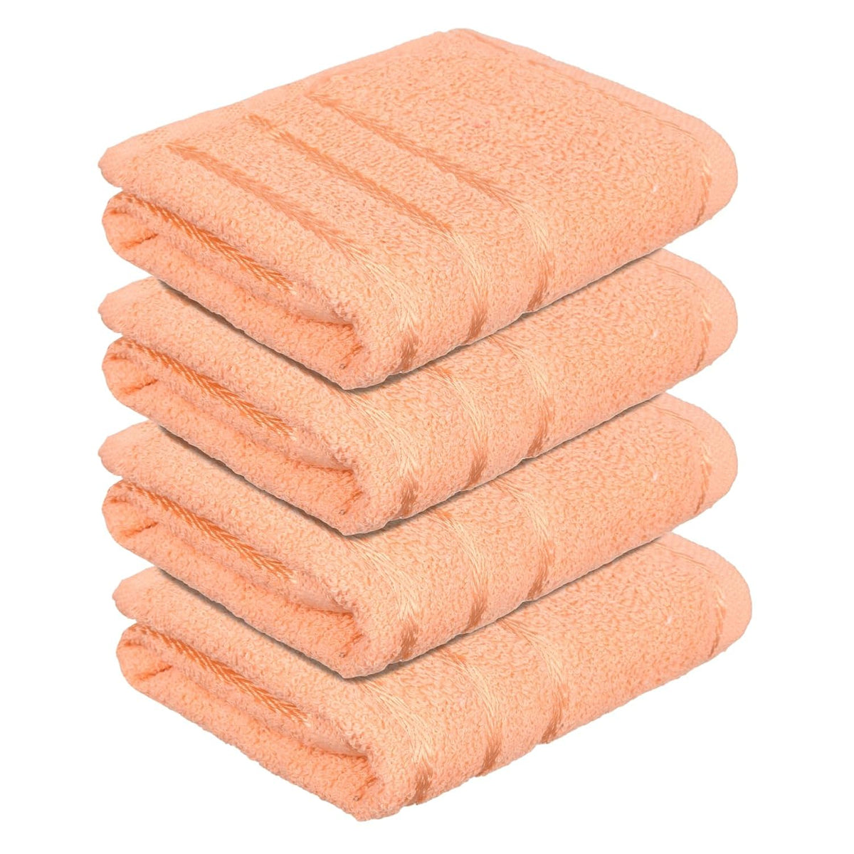 Heart Home Face Towel 800 Gsm | Facewash For Travel Workout Hand Towel | Lining Design Pack Of 4 (Peach)