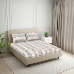 King Size Double Bedsheet 2 Matching Pillow Cover - 108 X 108 Inches, Multicolor | Durable & Long Lasting Wrinkle Resistant Fabric - All Season Comfort