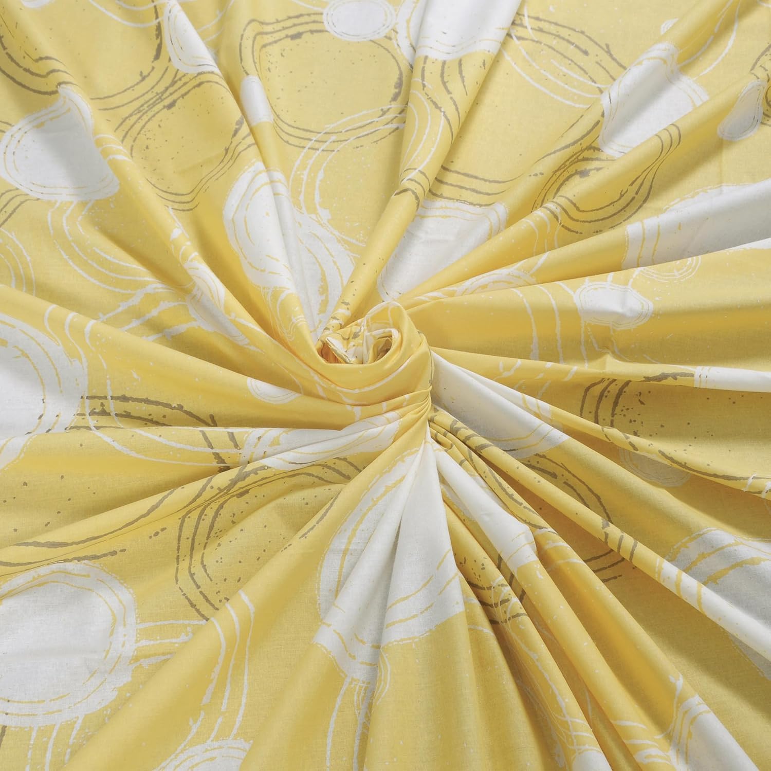 Bed Sheet For Double Bed With 2 Pillow Covers - 88 X 96 Inches, Yellow & Off White | Ideal For Bedroom, Guest Room, Home, Daily Use
