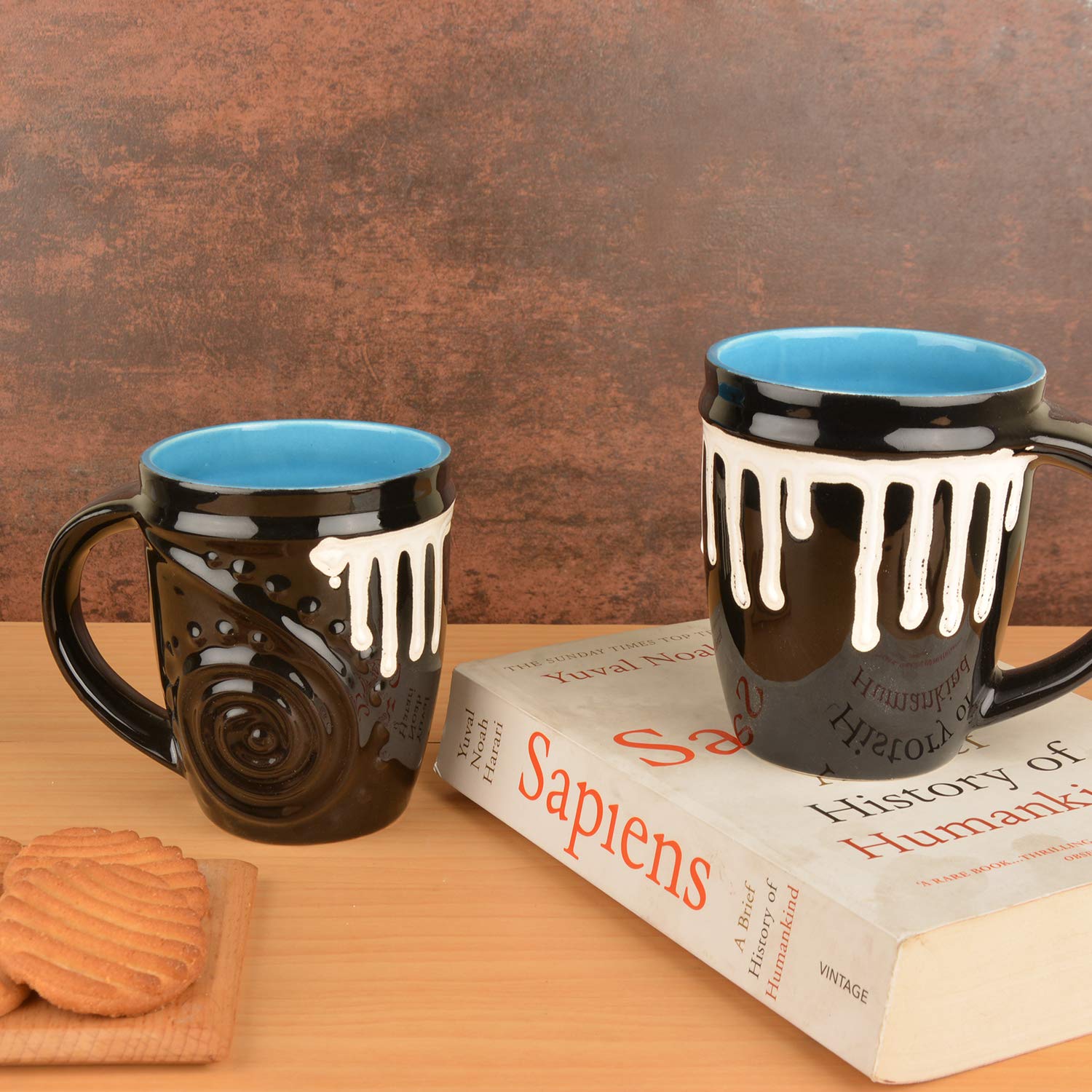 Black Ceramic Coffee Mugs Set Of 2 - 300ml Each | Milk Mug - Coffee Cups & Mugs