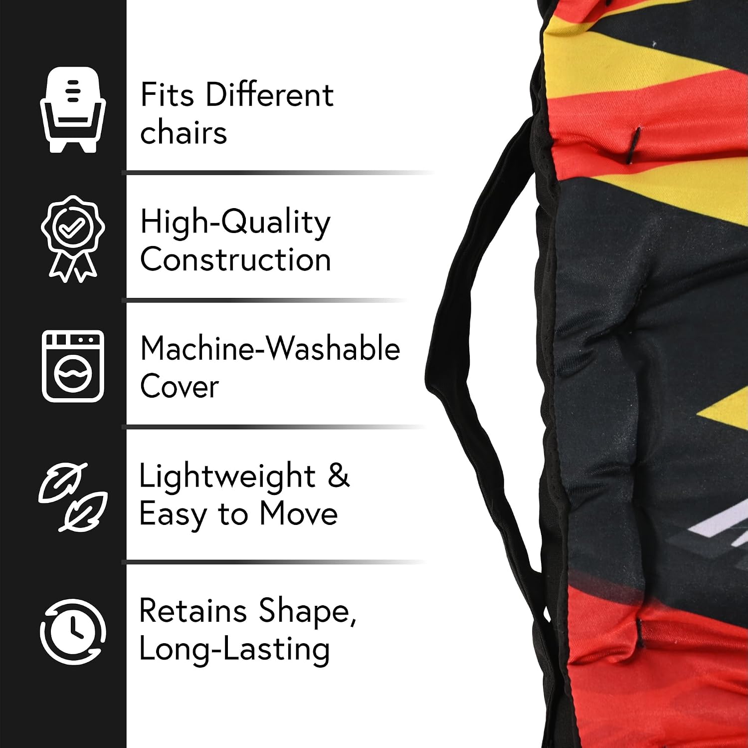 Cotton Chair Cushions Pillow For Sitting, Back Rest, Disney Car - Red & Black | Chair Pad For Office Work & Posture Support | Lightweight & Portable, Durable & Long Lasting - Pack Of 3