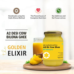 Natural A2 Gir Cow Ghee By Nature | Rich In Nutrients & Protein Fiber Healthy Cow Ghee Good For Cooking | (500ml) 16.9 Ounce | Jar Pack