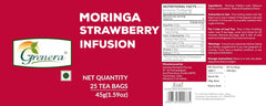 Grenera Moringa Strawberry Infusion Tea - 25 Tea Bags | Herbal Dietary Supplement - Caffeine Free, Non-GMO, Gluten Free, Staple Free