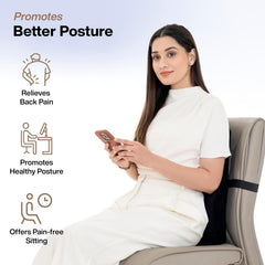 Gel Memory Foam Pillow Car Seat Back Support, For Back Pain Relief, Black, Large Size | Orthopedic Lumbar Back Rest For Pain Relief - Back Pillow For Sitting | Adjustable Pillow