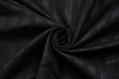 Striped Double Bedsheet With 2 Pillow Cover - 72 X 78 X 6 Inches, Black | All Around Elastic Fitted Bedsheet | Super Soft Polycotton With 200 Thread Count