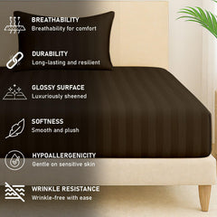 1 Single Bedsheet For King Size With 1 Pillow Covers | 36 X 78 Inches, Dark Brown - 130 Thread Count Soft & Comfortable | Ideal For Bedroom, Guest Room, House