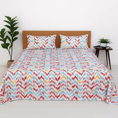 100% Pure Cotton Double Bed Bedsheet With 2 Pillow Covers - Size 90 X 100 Inches, Multicolor | Lightweight, Soft & Breathable - Perfect For Gifting On Weddings Bedsheet