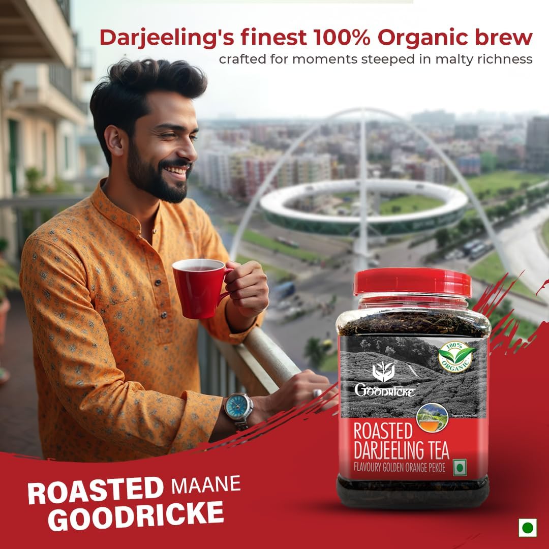 Goodricke Combo Pack Of 2 X 250gm, 8.8 Ounce Each - Roasted Darjeeling Tea & Super Cup Gold Tea | 100% Pure & Original Single Estate Whole Leaf Tea - Low Caffeine Loose Leaves
